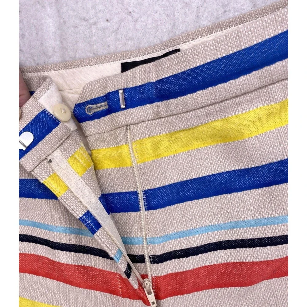 J.Crew Multi Color Stripe Chino Shorts Women’s Size 12 Red Blue Yellow Beige